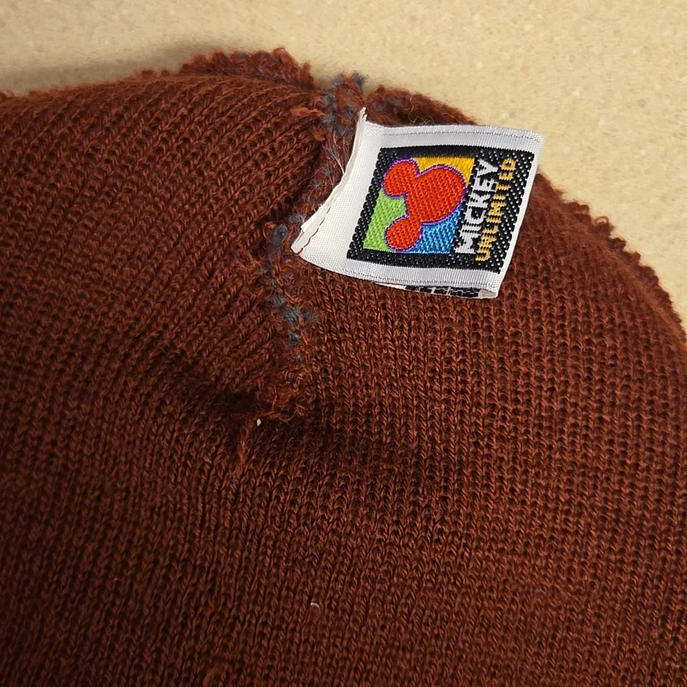 Disney Mickey Mouse Adult Beanie Gray and Maroon